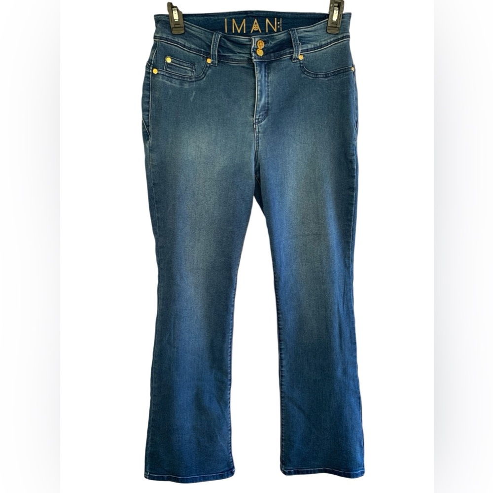 IMAN Dark Blue Wash Bootcut Denim Jeans Size 12